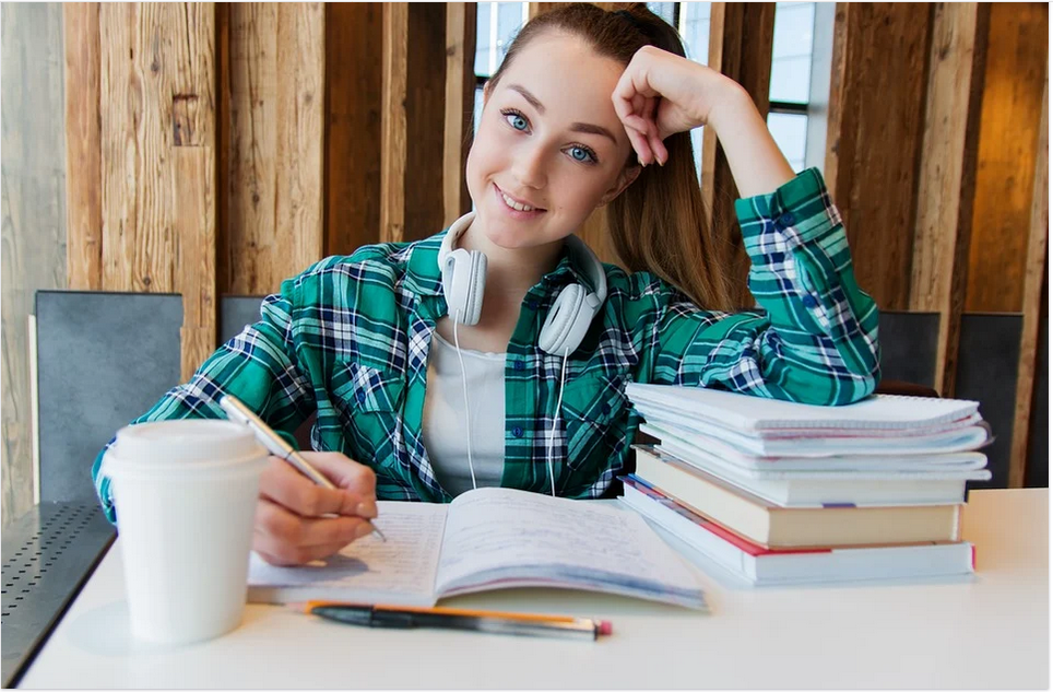 a student studying